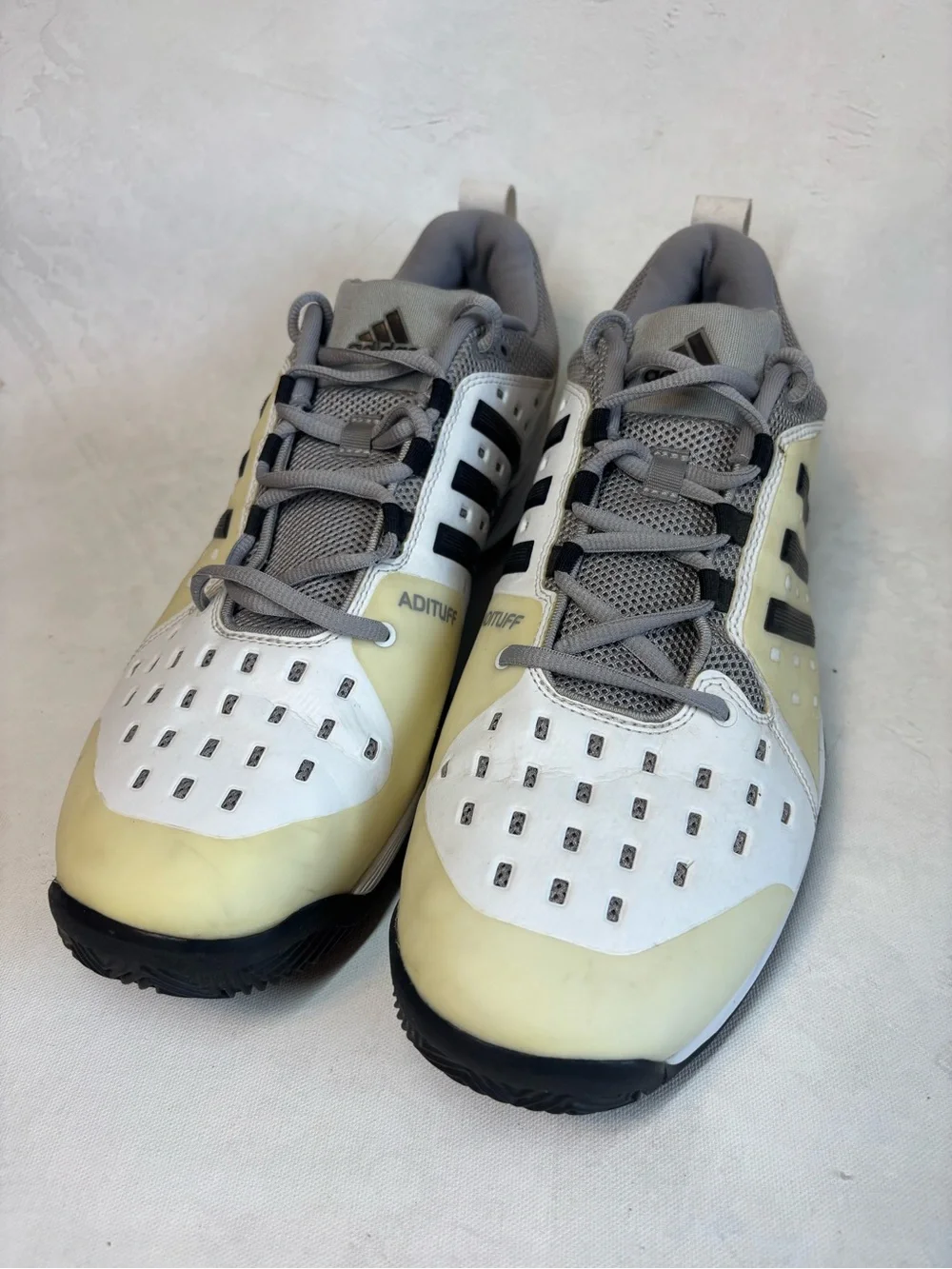 Adidas Men’s Barricade Classic Gray and White Tennis /Pickleball Shoes, size 14